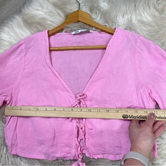 Zara Linen Blend Top With Bows - Picture 5 of 7